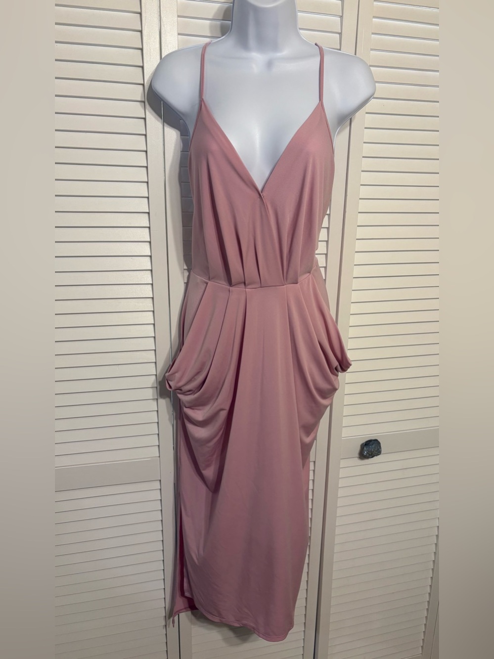 BCBGeneration Dusty Rose Strapless Draped Maxi Dress